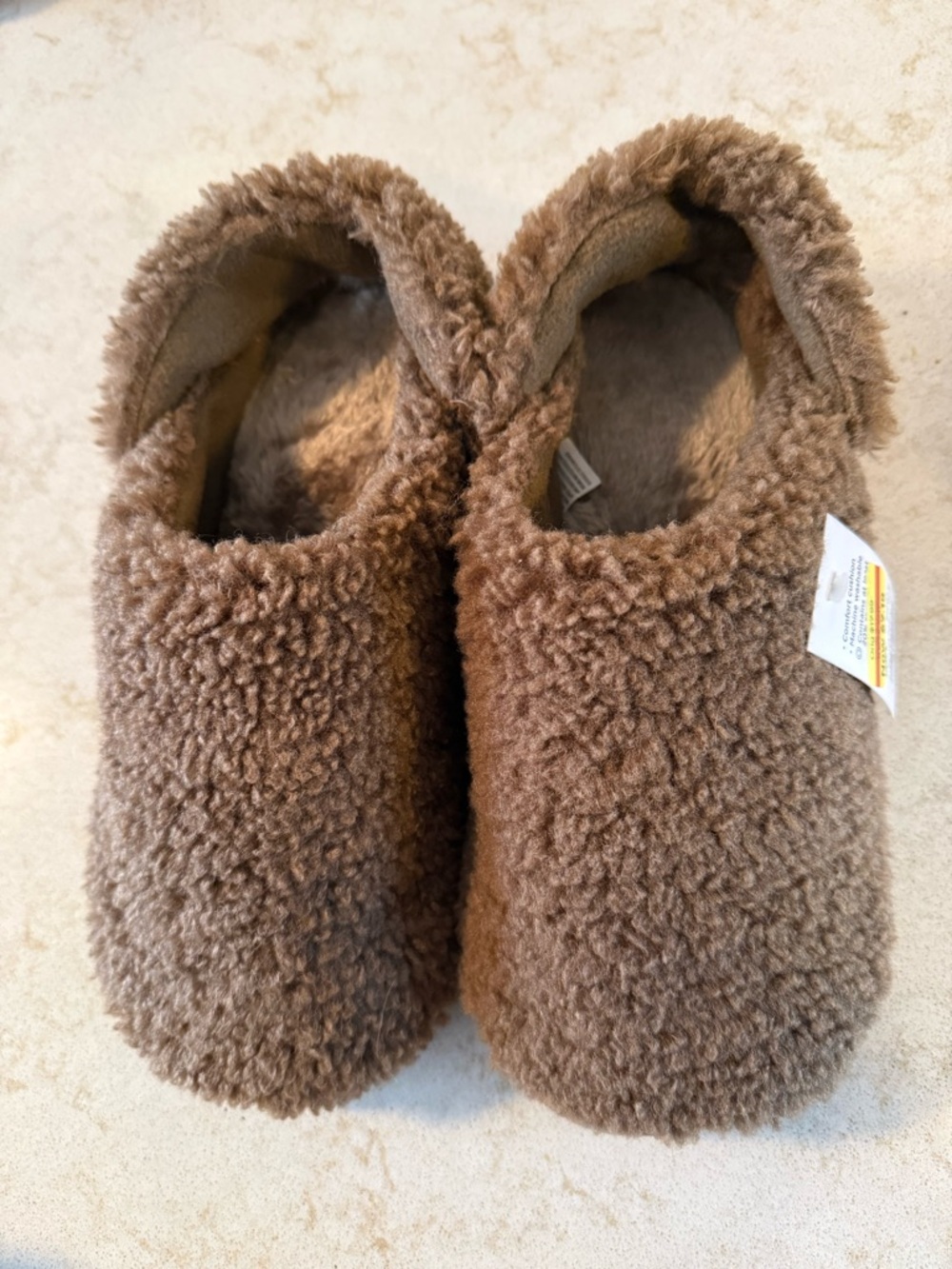 Kohl's Taupe Fuzzy Slip-On Slippers Size 7-8 NWT